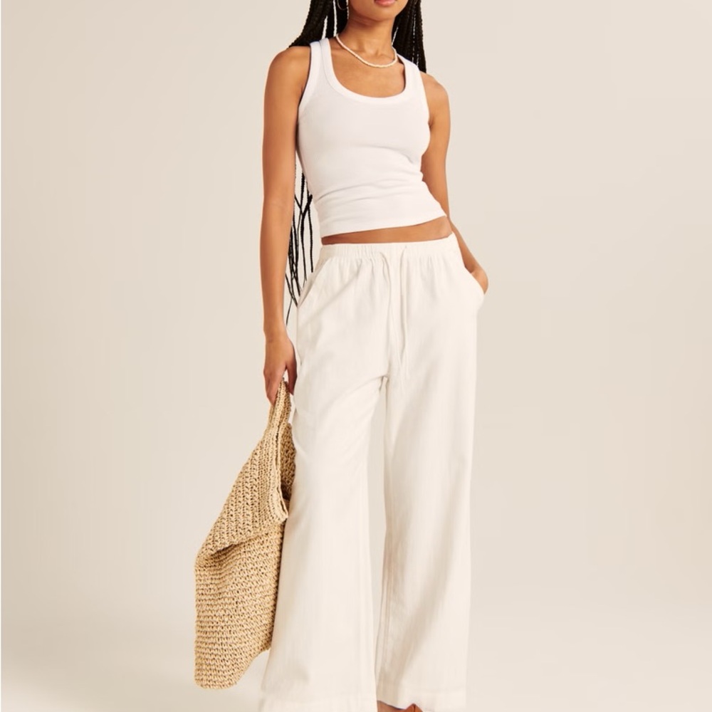 Abercrombie & Fitch White Linen Pants